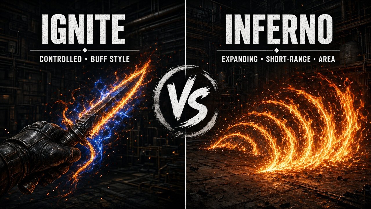 CONTROL Resonant Ignite vs Inferno comparison — fire buff on attacks versus fire-wave Inferno ability